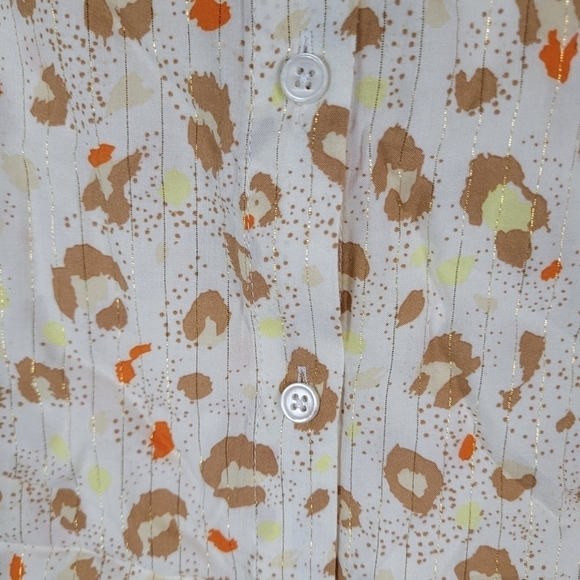 89th and Madison Women's Boho Blouse Beige Mirage Leopard Egrit Size Small NWT - Picture 4 of 10